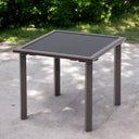 18" Square Glass Outdoor Side Table - Black / Dark Brown