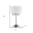Chic Tall Table Lamp With Crystal Accents And Silver Shade - Silver