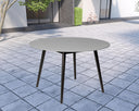 5 Piece Round Stone Dining Set With Four Chairs - Gray, Red And Black