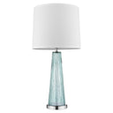 Glass Buffet Lamp With Off-White Empire Shade - Aqua