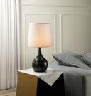 23.5" Metal Bedside Table Lamp With White Shade - Black