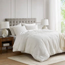 Mina - King/California King Waffle Weave Textured Comforter Set - White