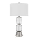 28" Metal Table Lamp With White Drum Shade - Nickel