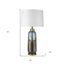 Glass Table Lamp With White Empire Shade - Steel Blue