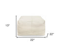 Leather Pouf Ottoman - Ivory