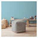Canvas Animal Print Pouf Ottoman - Blue