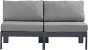 Nizuc - Outdoor Patio 2 Seat Armless Modular Sofa With Gray Frame