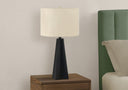 Geometric Table Lamp With Beige Drum Shade - Black - HomeRoots - Table Lamps - Elite Enclave Home