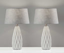 Bedside With Gray Drum Shade (Set of 2) - White Ceramic