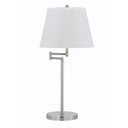 Metal Table Lamp With Off - White Empire Shade - Nickel - HomeRoots - Table Lamps - Elite Enclave Home