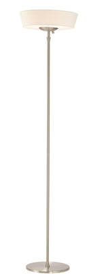 Brushed LED Torchiere Floor Lamp With Empire Shade - Silver White - HomeRoots - Floor Lamps - Elite Enclave Home