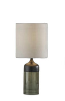 Glass Bedside Table Lamp With White Shade - Black