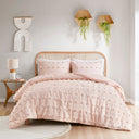 Lucy - Clip Jacquard King Comforter Set - Pink