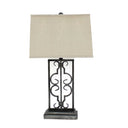 Industrial With Stacked Metal Pedestal Table Lamp - Gray