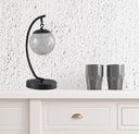 Matte Metal Arched Hanging Orb USB Table Lamp - Black