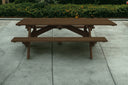 94" x 66" x 30" Solid Wood Outdoor Picnic Table - Dark Brown