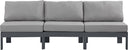 Nizuc - Outdoor Patio 3 Seat Armless Modular Sofa With Gray Frame