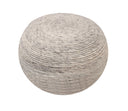 Wool Round Ribbed Pouf Ottoman - Gray - HomeRoots - Accent Poufs - Elite Enclave Home