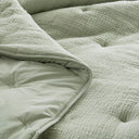 Breeze - Full/Queen Cotton Gauze Embroidered Quilt Set - Sage