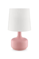 Metal Bedside Table Lamp With White Shade - Pink