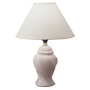 13" Ceramic Bedside Table Lamp With Off-White Shade - White