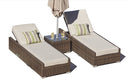 78" Indoor Outdoor Chaise Lounge With Beige Cushion (Set of 2) - Brown