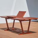 Solid Wood Extendable Outdoor Dining Table With Umbrella Hole - Brown
