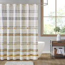 Cody - Cotton Stripe Printed Shower Curtain With Tassel - Gray/Yellow - INK+IVY - Shower Curtains - Elite Enclave Home
