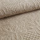 Tuscany - 3 Piece King/California King Reversible Scalloped Edge Quilt Set - Khaki