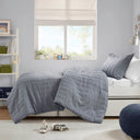 Logan - Twin/Twin Long Striped Duvet Set - Blue/Gray