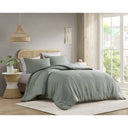 Mina - Full/Queen Waffle Weave Textured Comforter Set - Sage Green