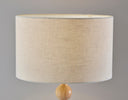 Solid Wood Candlestick Table Lamp With Off - White Drum Shade - Brown - HomeRoots - Table Lamps - Elite Enclave Home