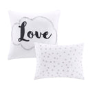 Raina - Twin Metallic Printed Comforter Set - White / Silver