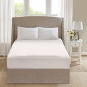 Cotton - Twin Cotton Deep Pocket Heated Mattress Pad-20 Heat Settings - White