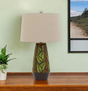 Ceramic Cylinder Table Lamp With Tan Empire Shade - Brown - HomeRoots - Table Lamps - Elite Enclave Home