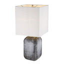 Ceramic Table Lamp With White Square Shade - Blue And Gray