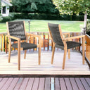 23" Wood Solid Wood Outdoor Arm Chair (Set of 2) - Charcoal And Natural