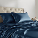 Satin - 6 Piece California King Luxury Sheet Set - Midnight Blue