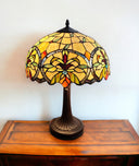 12" x 21" x 23" Metal Two Light Candlestick Vintage Look Table Lamp With White Shade - Dark Brown