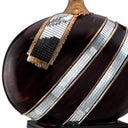 Dark Polyresin Lamp With Beige Fabric Shade - Brown