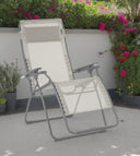 Steel Outdoor Zero Gravity Chair With Light Gray Cushion - Light Gray And Chrome