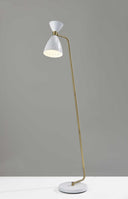 Task Floor Lamp With White Metal Cone Shade - Brass - HomeRoots - Floor Lamps - Elite Enclave Home