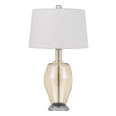 Metal Round Table Lamp With White Drum Shade - Nickel