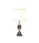 Crystal Standard Table Lamp With White Shade - Silver