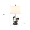 Table Lamp With White Drum Shade (Set of 2) - Brown