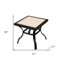 Square Ceramic Outdoor Side Table - Beige And Ivory
