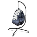 Metal Indoor Outdoor Swing Chair With Slate Gray Cushion - Slate Gray And Black