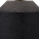 15" Ceramic Cylinder Table Lamp With White Drum Shade - Black And Gold