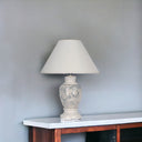 Faux Marble Ceramic Accent Table Lamp With White Empire Shade - Ivory