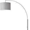 Reading Nook Floor Lamp Arc Arm Adjustable Gray Fabric Shade - Brushed Steel - HomeRoots - Floor Lamps - Elite Enclave Home